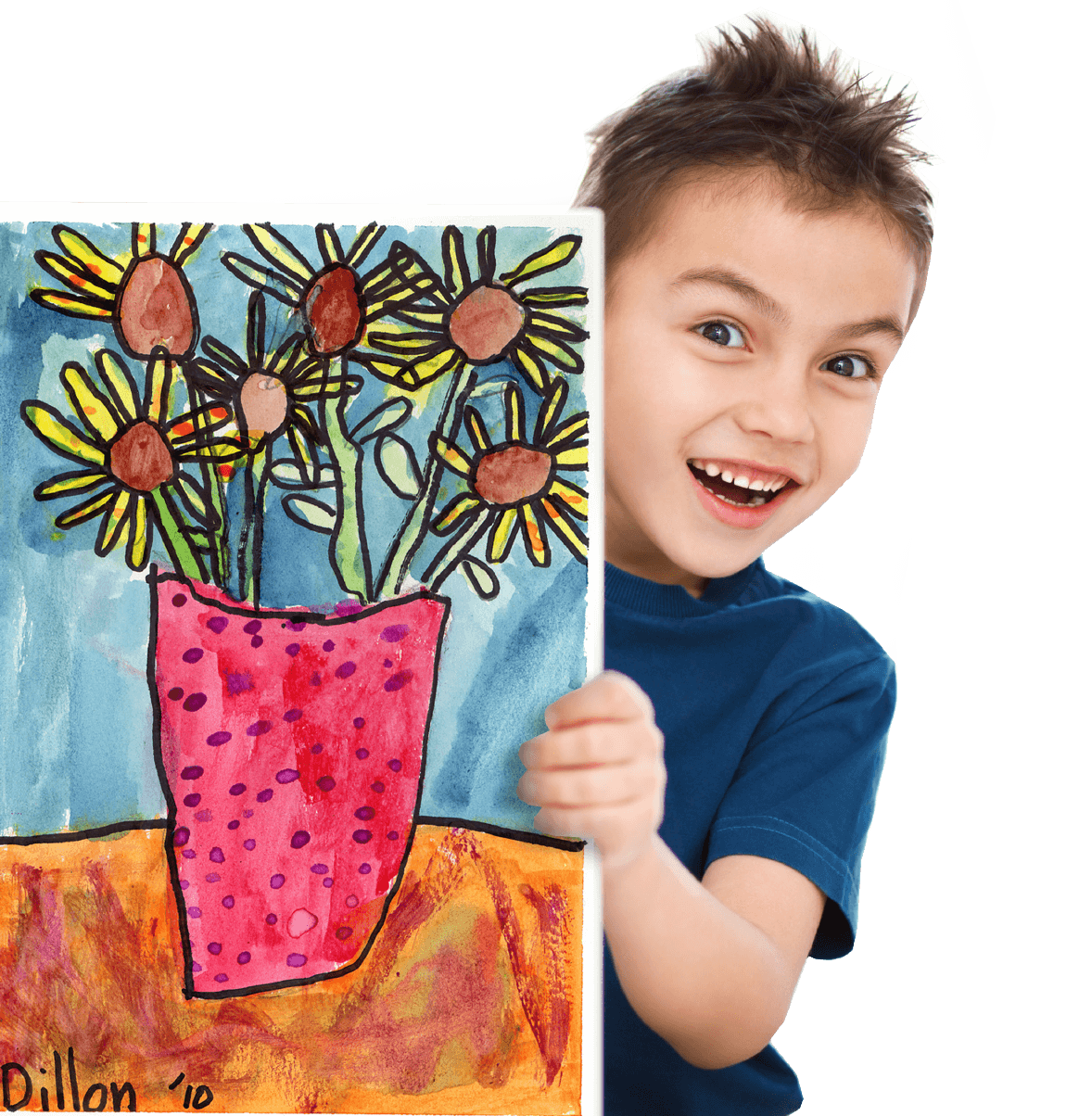 Child holding artwork